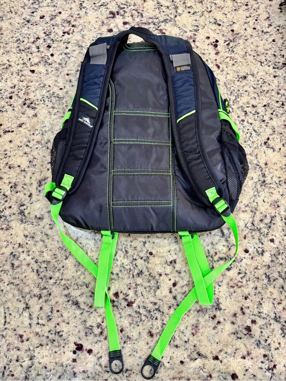 High Sierra Black/Navy with Neon Green Trim - 15Wx18H